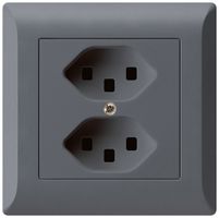 UP-Steckdose kallysto.line 2×T23 anthrazit mit Steckklemmen
