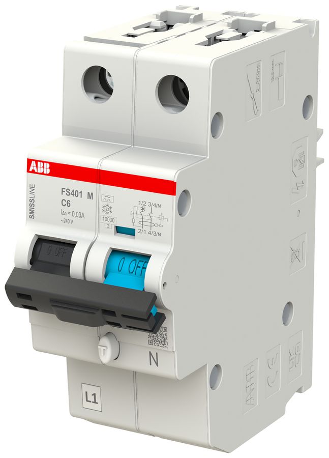 FI/LS-Schalter ABB FS401M SMISSLINE TP C-6A/30mA 1LN 10kA Typ A