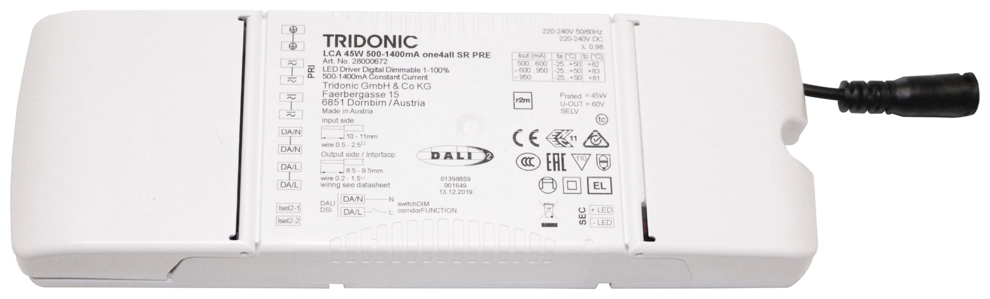 Alimentation LED Sylvania OptiClip 30.1…50.5W 60V 650mA DALI DSI VAR