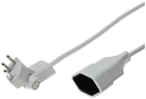 Verlängerung T12/T13 Td 3×1mm² 5m weiss 180° Klappstecker