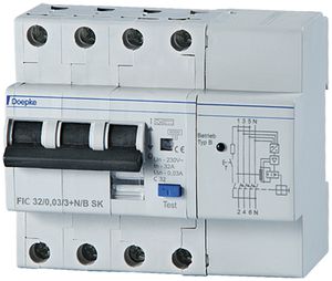 Disgiuntore differenziale Doepke FIC B SK 4L 32A 30mA 6kA