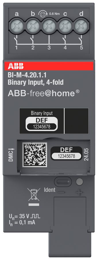 REG-Binäreingang ABB-free@home BI-M-4.20.1.1 4-Kanal Kontaktabfrage