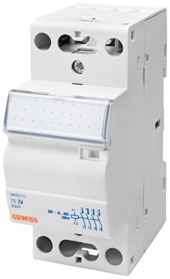 REG-Schütz Gewiss 90 AM 230V AC/DC 2NO 25A 400V brummfrei 2TE