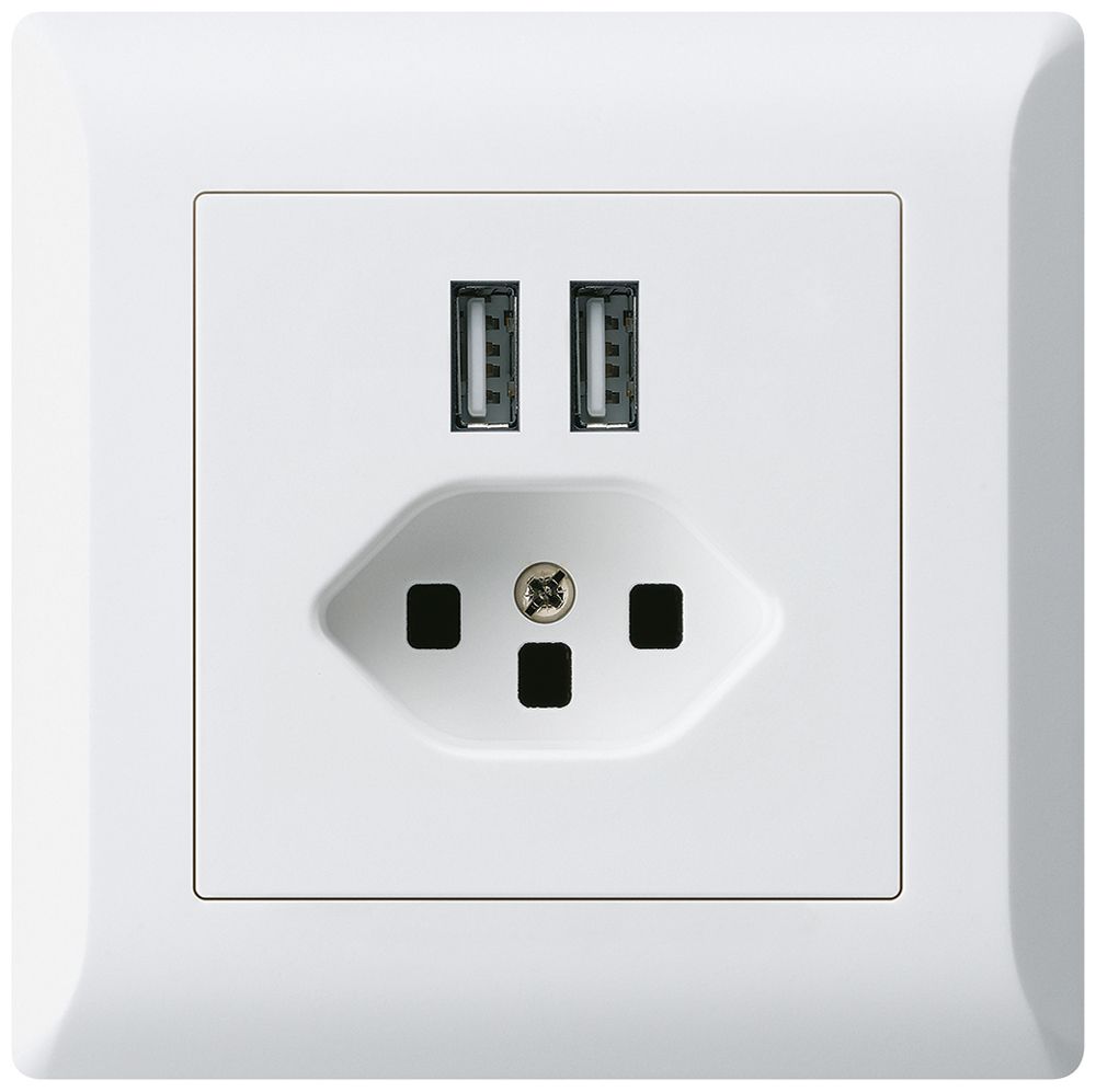 UP-Steckdose 2×USB & T23 kallysto.line 2400mA weiss