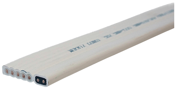 Câble plat Woertz Combi 5×2.5+2×1.5mm² sans halogène blanc Cca