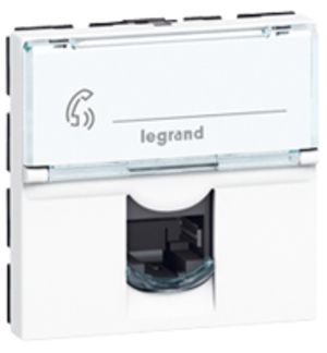 Prise INC MOS UTP 1×RJ45 90° blanc cat.6 2modules