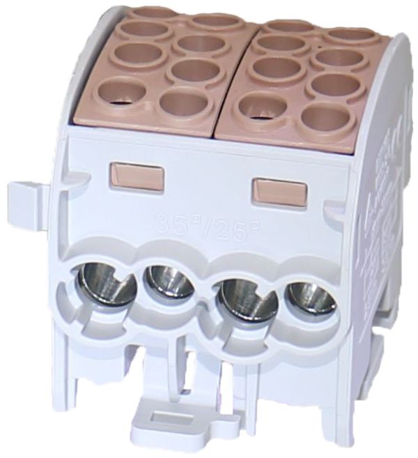 Verteilerblock Typ C 4×35/4×25mm² 125A Alu-CU braun