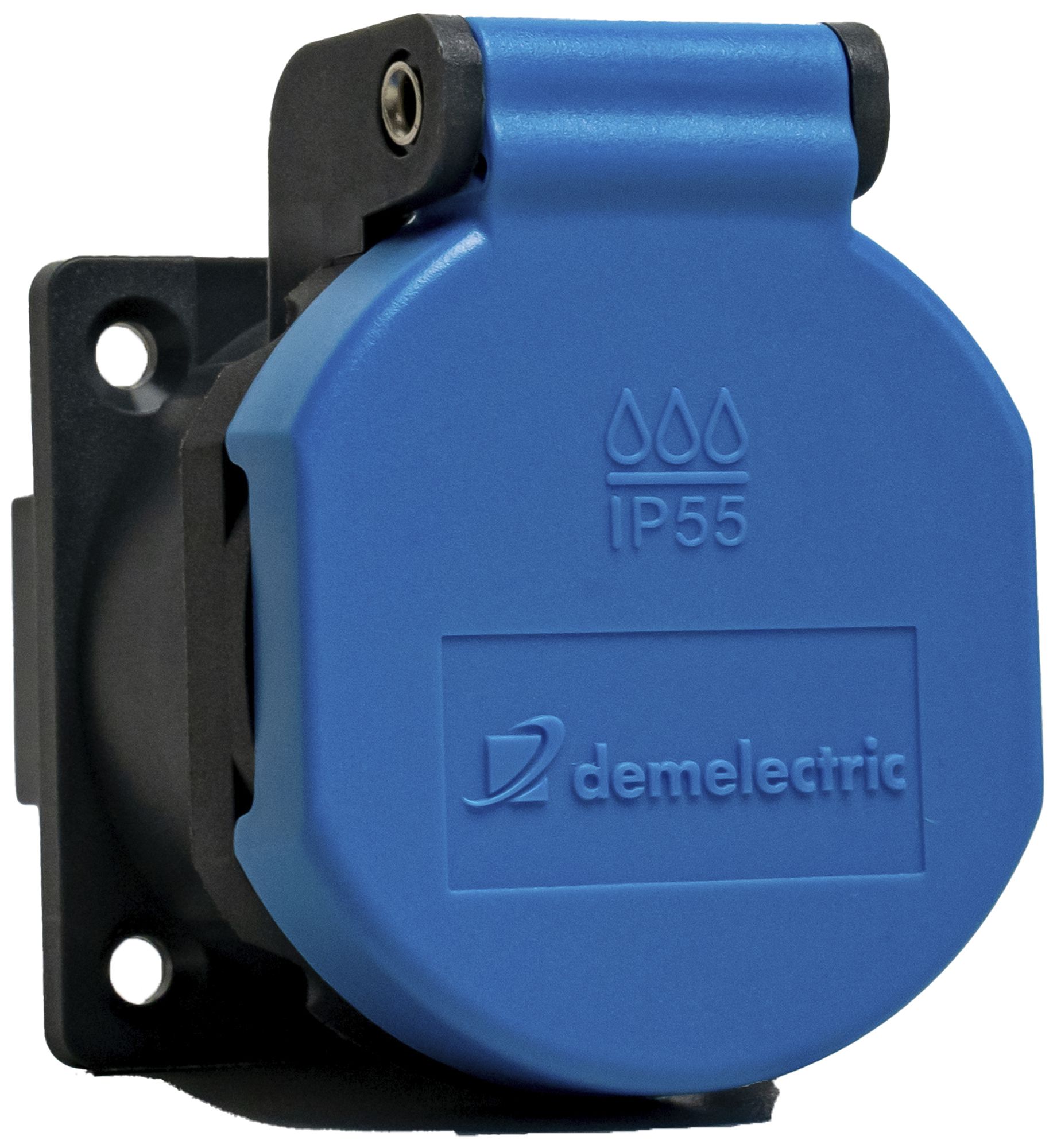 EB-Steckdose T13 DEM IP55 10A 230V mit Dichtung IK07 anthrazit/Deckel blau