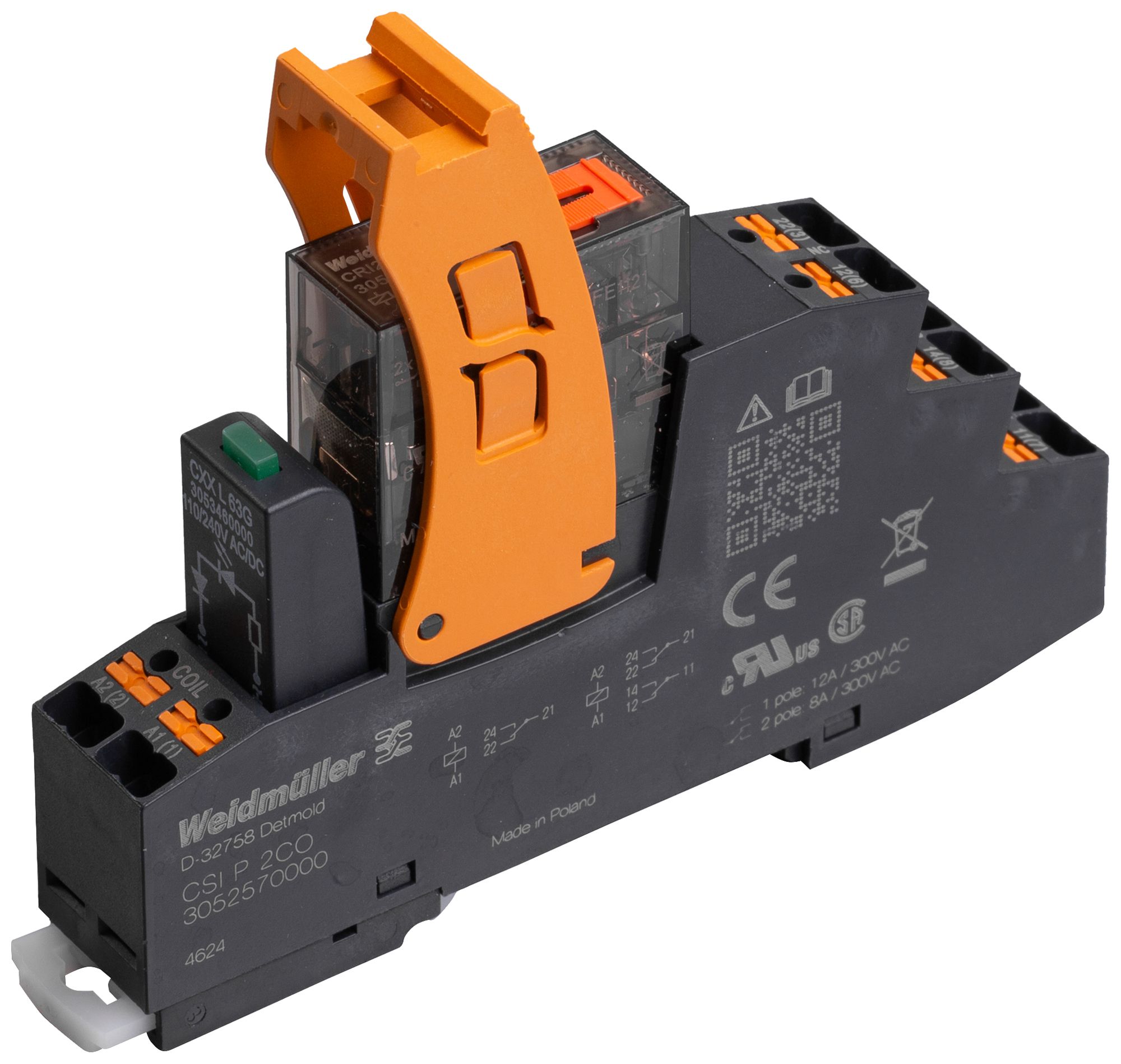 Relais WM CRIKIT P 24VAC 2CO L/PB 2CO 8A AgNi LED Steckanschluss RT II