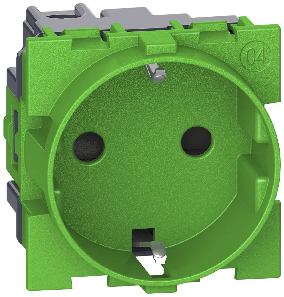 Steckdose Living Now Schuko mit Schraubklemmen 2 Module 16A grün