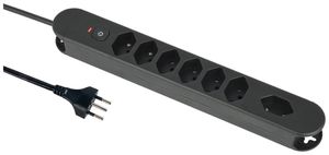 Steckdosenleiste Re:Life 10A Mit Ein-/Ausschalter 7×T13 1.8m schwarz