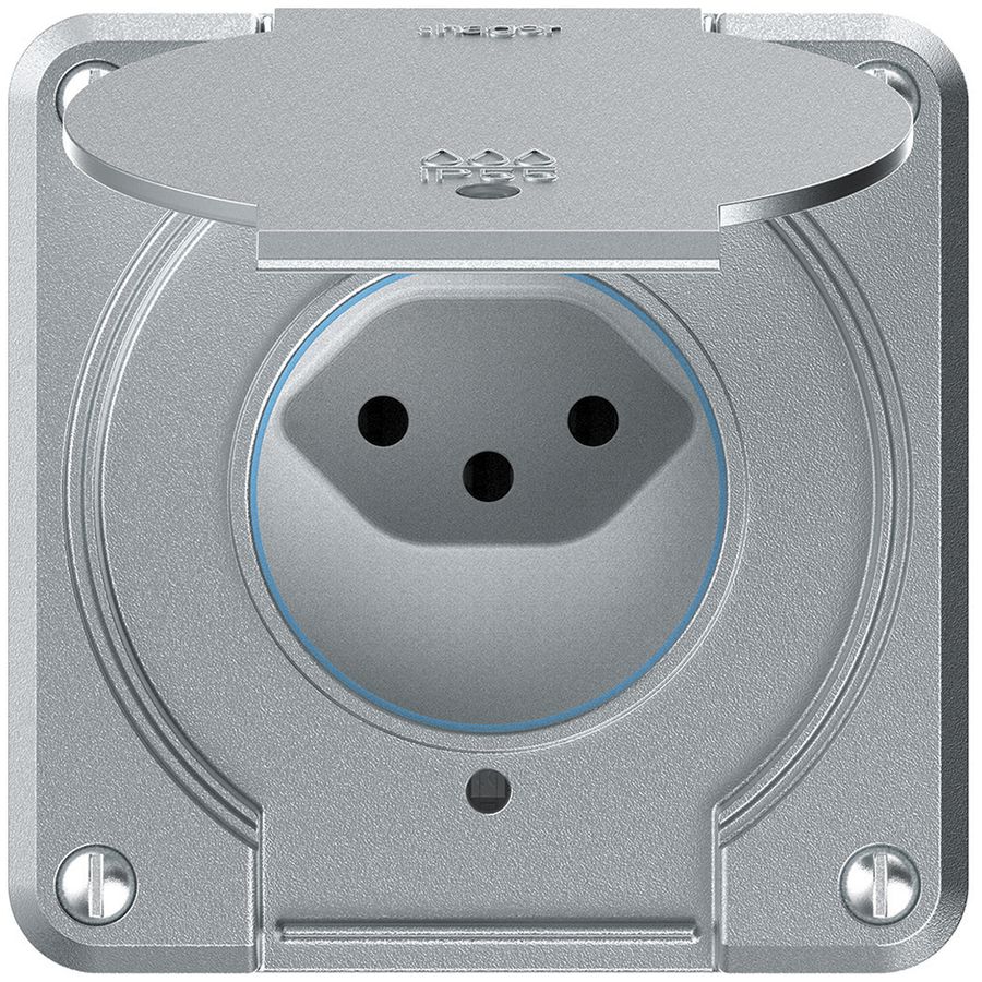 Steckdose robusto 1×Typ 13 beleuchtet IP55 aluminium