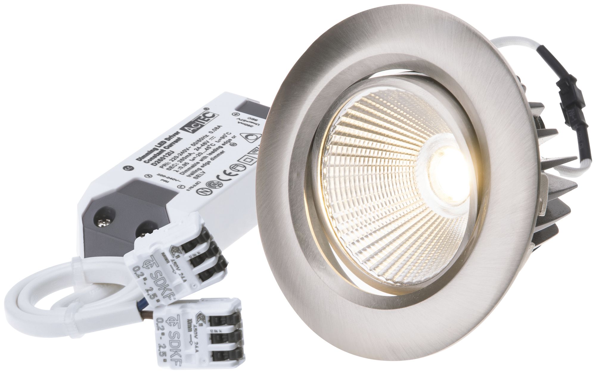 EB-LED-Spot maxLUCE AXO 10.5W 230V DIM 830lm 927 Loch-Ø80mm 38° IP44 nickel