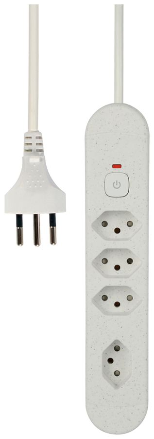 Prise multiple Re:Life 10A avec interrupteur EN/HORS 4×T13 1.8m blanc