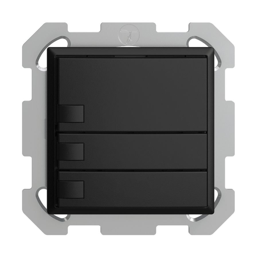 Poussoir univ. ENC 3×1t bornes à vis EDIZIOdue noir sans LED