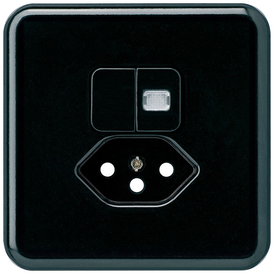 UP-Frontset basico 86×86mm schwarz mit 1 Linse und Kinderschutz f.S1/T13 f.BOMI