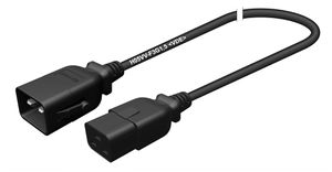 Câble d'appareil 3×1.5mm² 1m noir fiche C19/prise C20 verrouillée 250VAC 16A