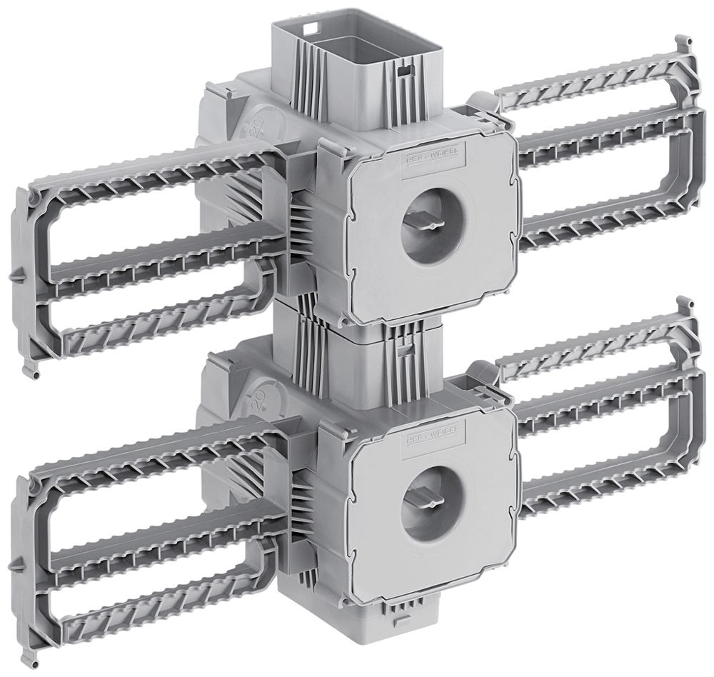 NUP-Einlasskasten HSB Fixierflügel 165×75×90mm 2×1 M20/25/32 GDP 650°C grau