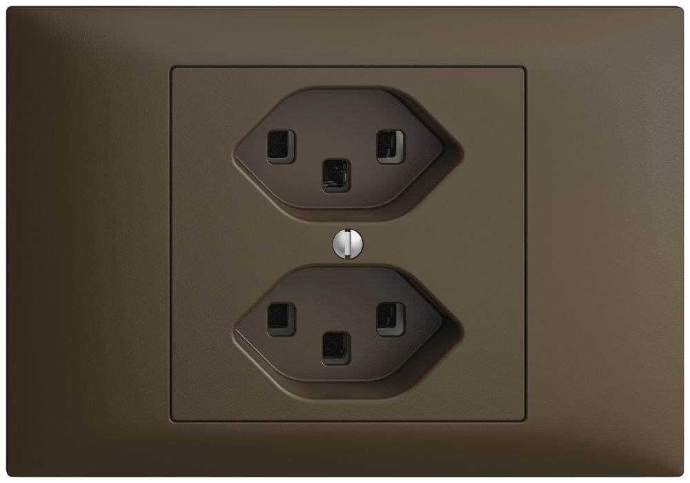 EB-Steckdose 2×T23 16A EDIZIOdue coffee, mit Steckklemmen