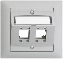 EB-Montageset EDIZIOdue FKE, mit Schrägauslasshaube, für 2×RJ45, hellgrau