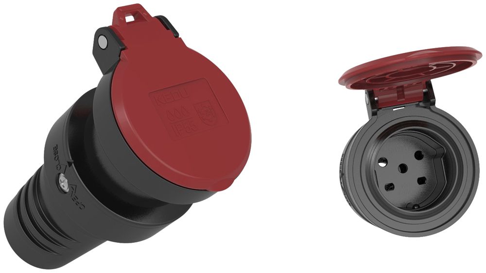 Presa mobile tipo 15 Ferratec 3L+N+PE 10A 400V diritto gomma IP55 ne-ro