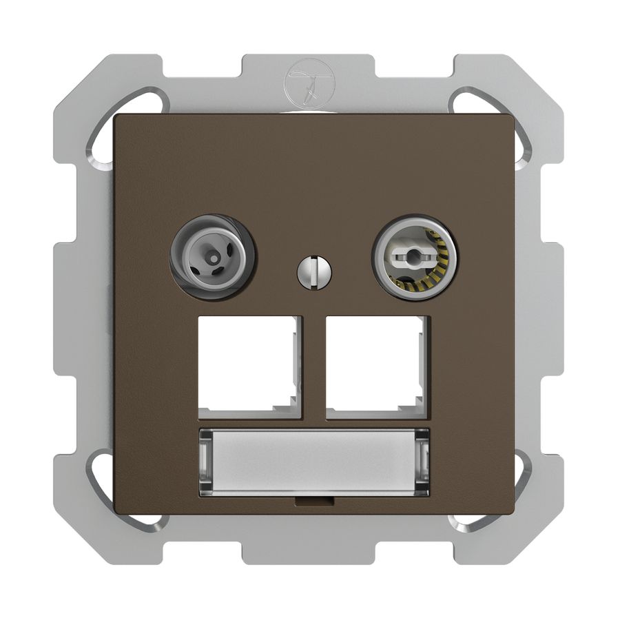 Prise multimédia ENC EDIZIOdue FM EASYNET 4dB, p.2×RJ45 S-One, coffee