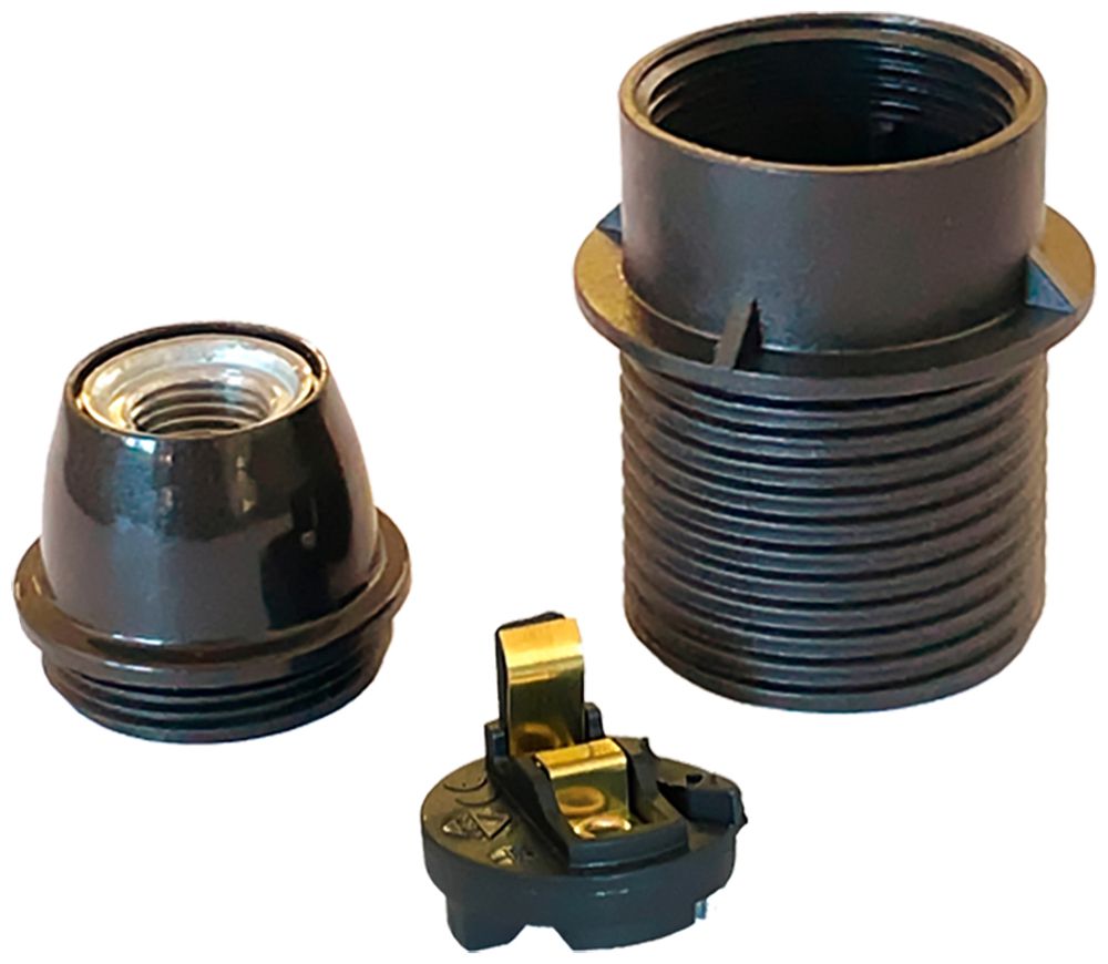 Fassung Elektrogros E14 Thermoplast mit Anschlag schwarz