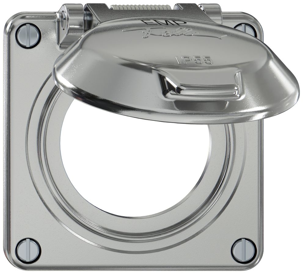 Oberteil ELEMENT SNAPFIX® mit Klappdeckel mit Bezeichnung EMP Ø53mm alu