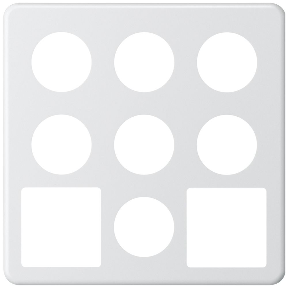 UP-Abdeckplatte basico 3×3 7×Ø43mm+2×Ausschnitt 58×58mm weiss