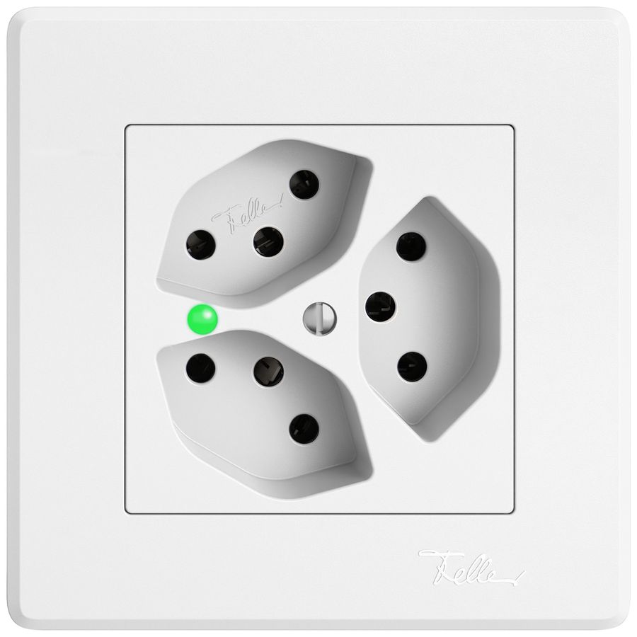 UP-Steckdose EDIZIO.liv SNAPFIX® 3×T13 mit LED grün ws