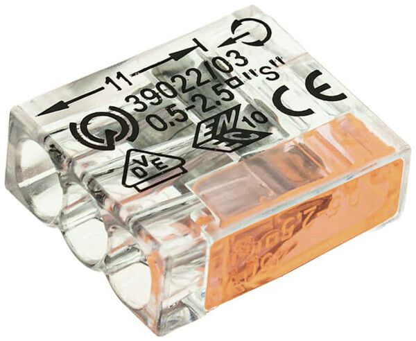 Verbindungsklemme Woertz 3P 0.5…2.5mm² orange transparent