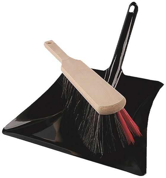 Ensemble pelle/balayette Plica métal/bois, crin de cheval/polyester noir/rouge