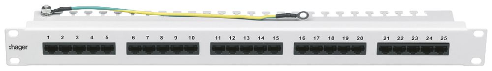 Voice-Panel 19" Hager HMS 25 Port bestückt vernickelt