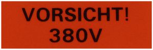 Klebeschild (Vorsicht 380V) 60×20mm