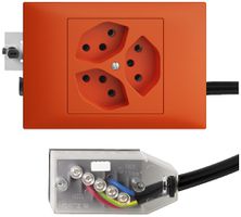 EB-Steckdose EDIZIOdue 3×T13 L3 orange 45…69mm für Technofil