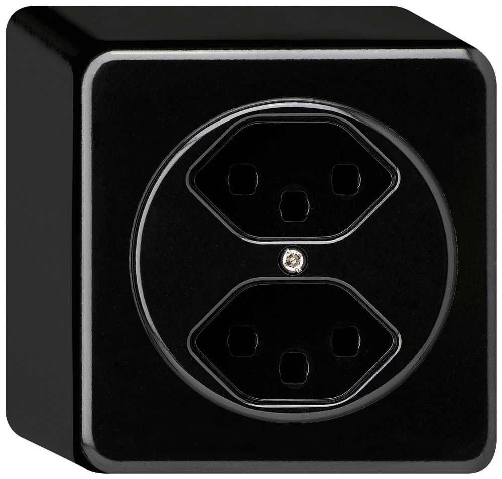 AP-Steckdose basico 2×Typ 23 schwarz mit Steckklemmen