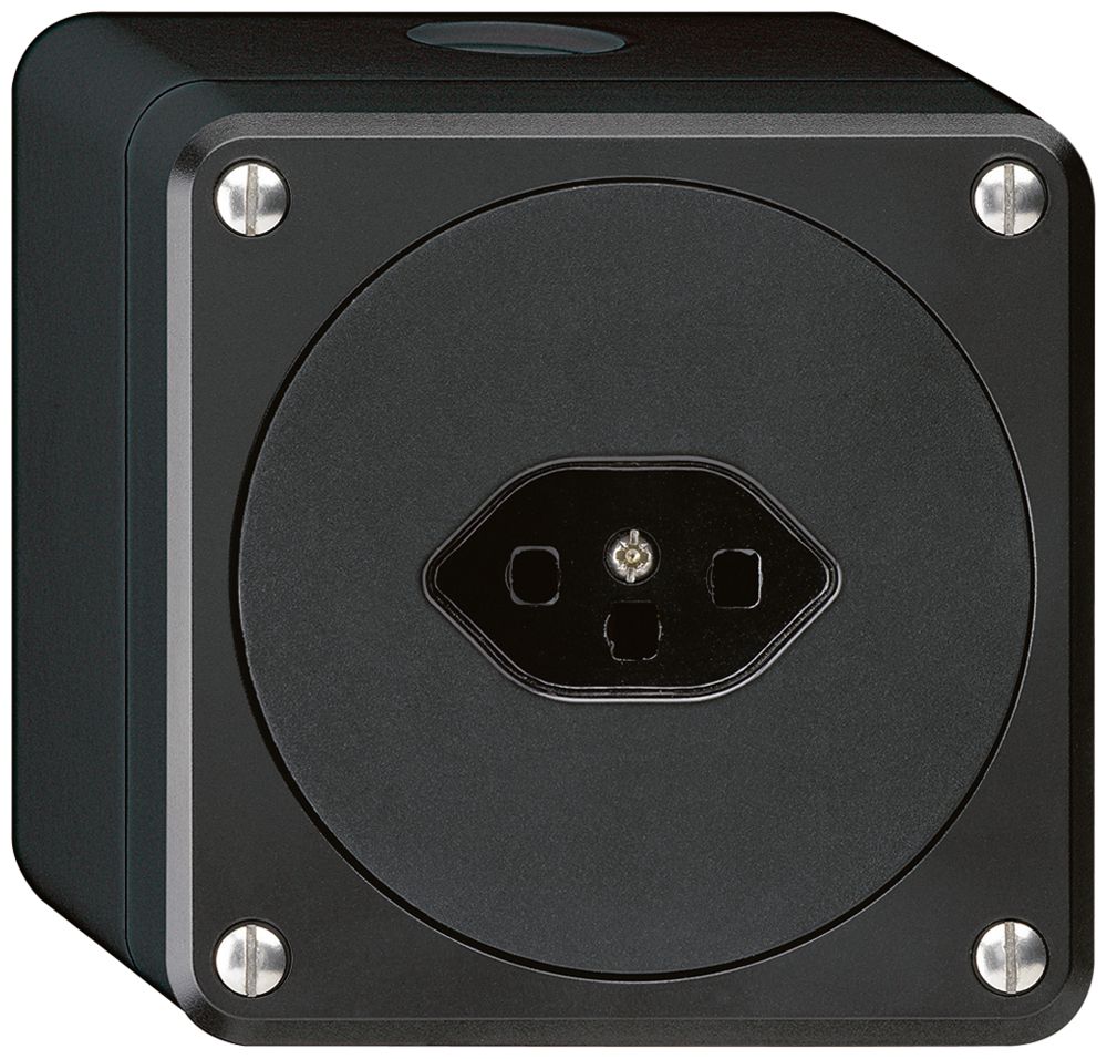 AP-Steckdose robusto Typ 23 schwarz ohne Klappdeckel