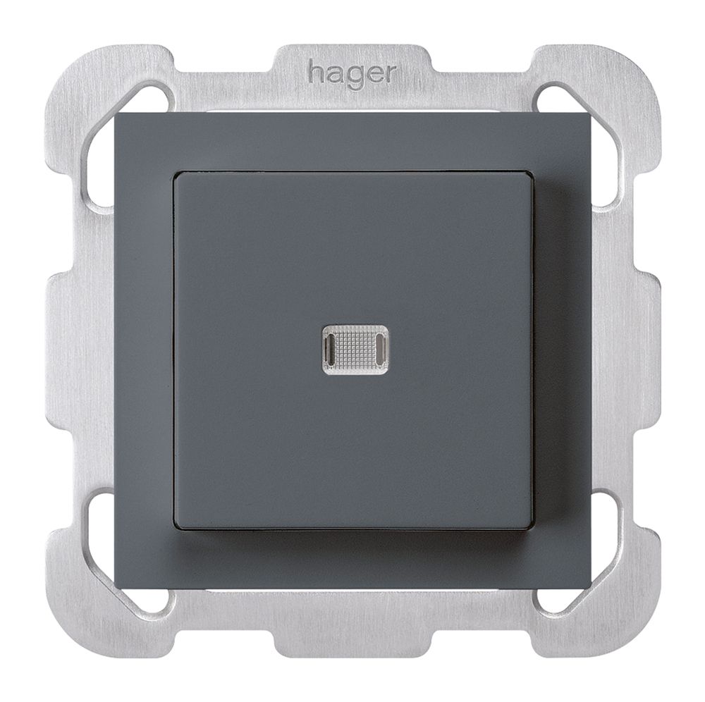 UP-Leuchtdruckschalter kallysto 6/1L anthrazit mit Befestigungsplatte