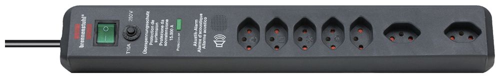 Prise multiple Secure-Tec interrupteur max.19500A 5+2 90°×T13 3m an