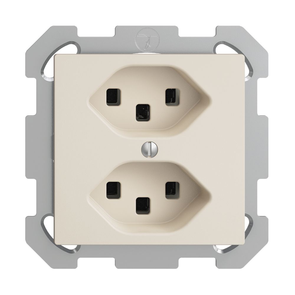 UP-Steckdose 2×T23 16A EDIZIOdue crema, mit Steckklemmen