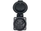 Presa INS T13, 250V, 10A, IP55, coperchio a cerniera, nero