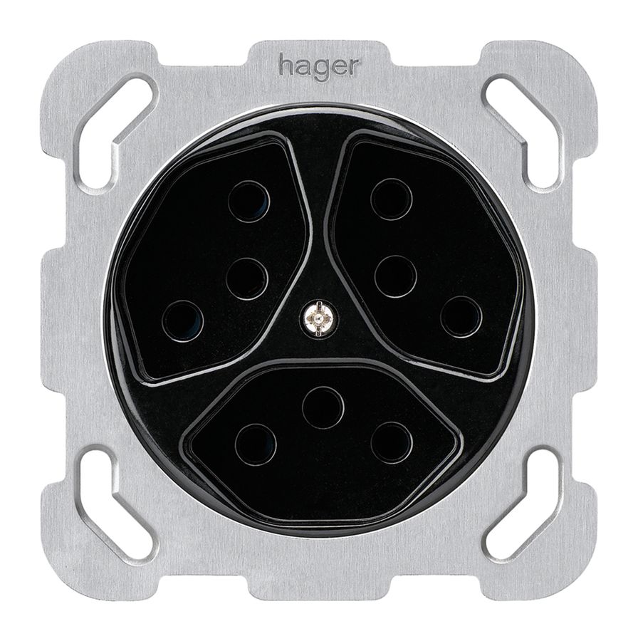 Einsatz zu UP-Steckdose basico 3×Typ 13 schwarz mit Kinderschutz