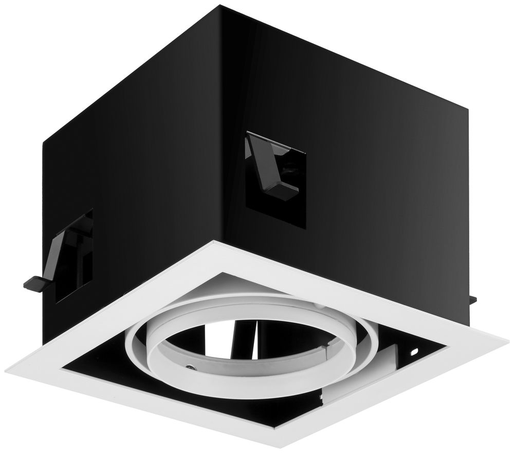 Boîtier INC LUDOSPOT 111 SQUARE CARDAN MONO, 180×180mm INC, blanc/noir