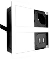 Presa ENC o INC tipo 13 + 2×USB Karch VersaHIT, con cavo, bianco RAL 9010