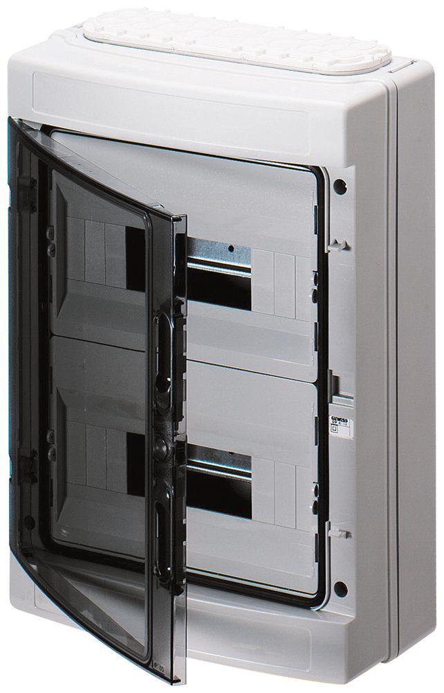 Coffret de distribution AP Gewiss 40 CDm 2 rangées 12UM porte IP65 420×298×140mm