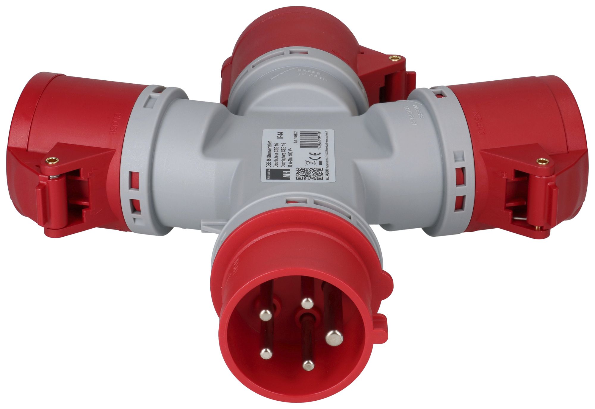Deviatore incrociato MH 1×spina CEE 16A 3×presa CEE 16A rosso 400V IP44