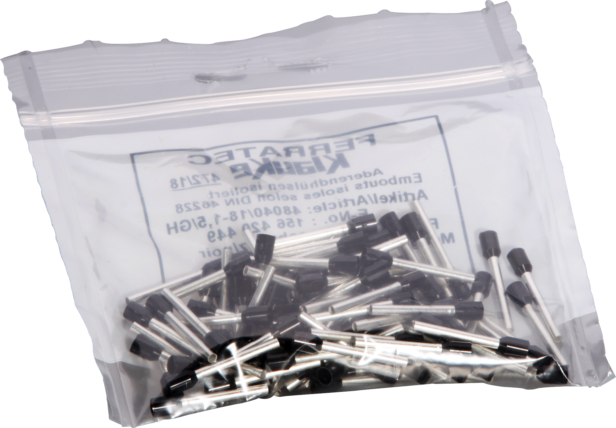 Embout de câble Ferratec DIN is. 1.5mm²/18mm noir