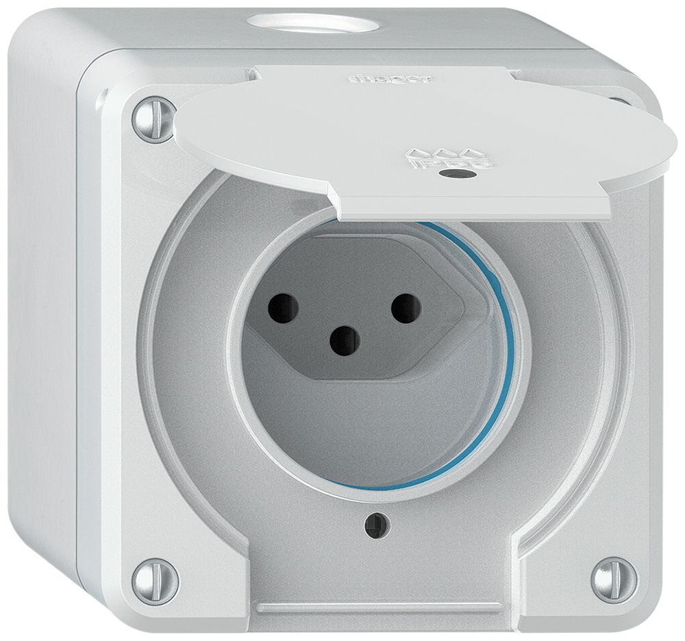 AP-Steckdose robusto 1×Typ 13 beleuchtet IP55 weiss