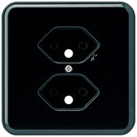 Abdeckplatte basico 2×Typ 13/1 schwarz mit Kinderschutz