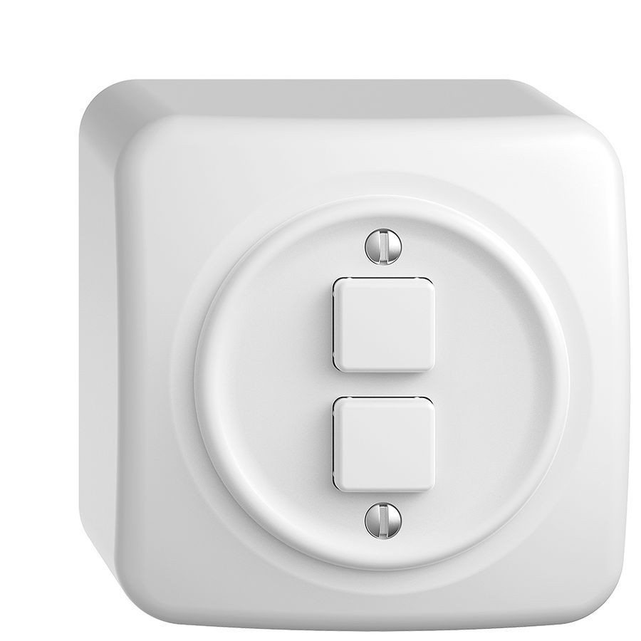 Poussoir KNX AP STANDARDdue 2×LED RGB, avec capteur de température, blanc